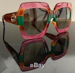 Gucci GG0178S 006 Pink Tortoise Plastic Fashion Sunglasses Green Gradient Lens