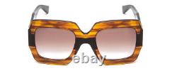 Gucci GG0178S Women's Sunglasses in Transparent Havana/Black/Brown Gradient 54mm