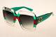 Gucci Gg0178 007 Square Sunglasses In Red Green Clear Authentic 100% Uv