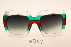 Gucci GG0178 007 Square Sunglasses in Red Green Clear Authentic 100% UV