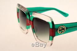 Gucci GG0178 007 Square Sunglasses in Red Green Clear Authentic 100% UV