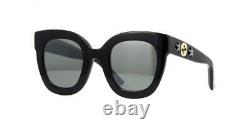 Gucci GG0208S 002 Black wth Grey Silver Mirror Oversized Sunglasses Sonnenbrille