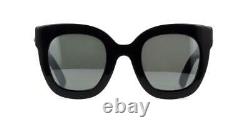 Gucci GG0208S 002 Black wth Grey Silver Mirror Oversized Sunglasses Sonnenbrille