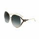 Gucci Gg0225s 001 Gold Metal Round Sunglasses Grey Gradient Lens