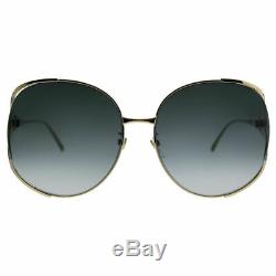 Gucci GG0225S 001 Gold Metal Round Sunglasses Grey Gradient Lens