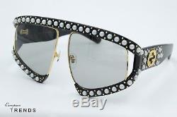 Gucci GG0234S PEARL Black Acetate with Gold Metal Sunglasses %100Authentic