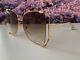 Gucci Gg0252s Gold Frame Brown Lens Women's Oversize Sunglasses Butterfly