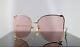 Gucci Gg0252s Gold / Pink Lens Butterfly Oversized Women Sunglasses 100% Uv