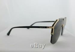 Gucci GG0291S 001 Shield Sunglasses Black with Grey Lens 100% UV