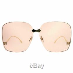 Gucci GG0352S 003 Gold Metal Square Sunglasses Pink Lens