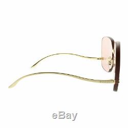 Gucci GG0352S 003 Gold Metal Square Sunglasses Pink Lens