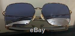 Gucci GG0436S 004 Women's Smoke Blue & Gold Metal Oversized Square Sunglasses
