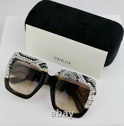 Gucci GG0484S 54mm Square Havana Women Sunglasses with Light Brown Lens