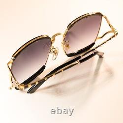 Gucci GG0593SK 004 Sunglasses Black and Gold 100% UV Square Women Sunglasses