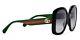 Gucci Gg0713s 006 Black Gold Green Red Gray Gradient Lens Women Sunglasses Large
