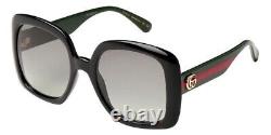 Gucci GG0713S 006 Black Gold Green Red Gray Gradient Lens Women Sunglasses Large