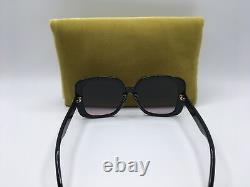 Gucci GG0714SA Women's Black Frame Blue Lens Square Sunglasses 56MM
