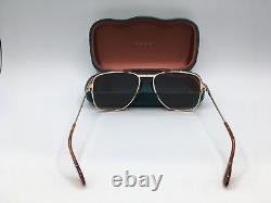 Gucci GG0739S Women's Gold Frame Brown Gradient Lens Aviator Sunglasses 63MM