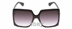 Gucci GG0876S Womens Square Designer Sunglasses in Black Gold/Grey Gradient 60mm