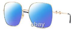 Gucci GG0879S Womens Polarized BIFOCAL Reading Sunglasses Gold Blue 61mm 41 Opt