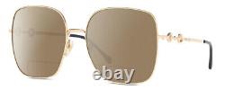 Gucci GG0879S Womens Polarized BIFOCAL Reading Sunglasses Gold Blue 61mm 41 Opt