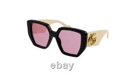 Gucci GG0956S 002 Black-White/Pink Oversized Women's Sunglasses