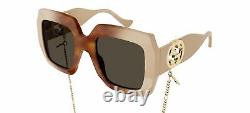 Gucci GG1022S Havana Beige/Brown Gold Chain 54/23/140 women Sunglasses