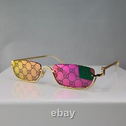 Gucci GG1278S 005 55mm Rectangle Sunglasses with Pink Mirror Lens