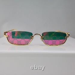 Gucci GG1278S 005 55mm Rectangle Sunglasses with Pink Mirror Lens