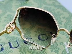 Gucci GG1322SA 004 64mm M Gold Metal Frame With Brown Gradient Lens Sunglasses