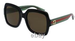 Gucci GG 0036SN 002 Black Green Glitter and Red Green / Brown Sunglasses NWT