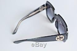Gucci GG 0048S 003 Black Crystal Oversize Square-frame GG0048 S 003 Sunglasses