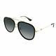 Gucci Gg 0062s 011 Black Gold Aviator Sunglasses Grey Gradient Polarized Lens