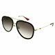 Gucci Gg 0062s 012 Havana Gold Metal Aviator Sunglasses Brown Gradient Lens