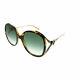 Gucci Gg 0226s 003 Havana Plastic Round Sunglasses Green Gradient Lens
