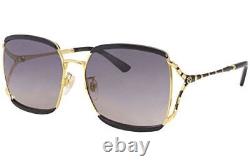 Gucci GG 0593SK 001 Black Gold Metal Oversized Sunglasses Grey Gradient Lens