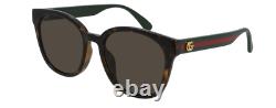 Gucci GG 0855SK 003 Havana Green Red / Brown Cat-Eye Sunglasses NWT GG0855SK