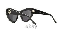 Gucci GG 0895S 001 Black / Grey Gradient Cateye Sunglasses NWT GG0895S