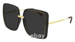 Gucci GG 0903S 001 Black Gold Havana / Grey Grad Oversized Sunglasses GG0903SA