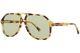 Gucci Gg 1042s 004 Light Havana / Green Lenses Pilot Sunglasses Nwt Gg1042s