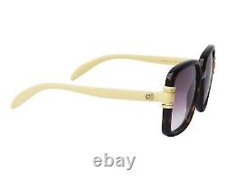 Gucci GG 1066S 004S Havana Ivory / Purple Grey Gradient Sunglasses NWT GG1066S