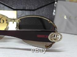 Gucci GG 2820FS J5GYT Gold/Brown Gradient Rimless Wrap Sunglasses 62 12 120