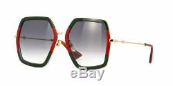 Gucci Men / Women Design Sunglasses GG0106S 007 Green Gold/Grey Gradient Lens