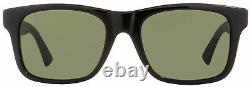 Gucci Rectangular Sunglasses GG0008S 001 Shiny Black/Black Rubber Effect 0008