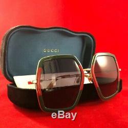 Gucci Sunglasses GG0106S Green Red Gold Grey New Authentic