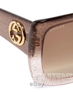 Gucci Sunglasses Gg 3814/s Rqgdb Glitter Brown Pink Optyl Square Interlocking G