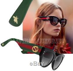Gucci Sunglasses Gg 3864/s U1c9o Cat Eye Black Web Interlocking G Logo & Bee