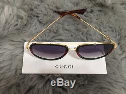 Gucci Women Design Sunglasses GG0062S 003 Green Gold/Grey