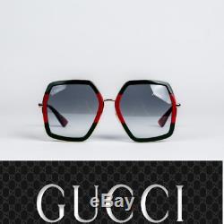 Gucci Women Design Sunglasses GG0106S 007 Green Gold/Grey Gradient Lens 56mm