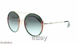 Gucci Women Round Sunglasses GG0061S 003 Gold/Green Gradient Lens 56mm Authentic